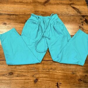 80s Whitney’s Turquoise Cotton Pants Sz 8 High Waist Boho Coastal Grandmother